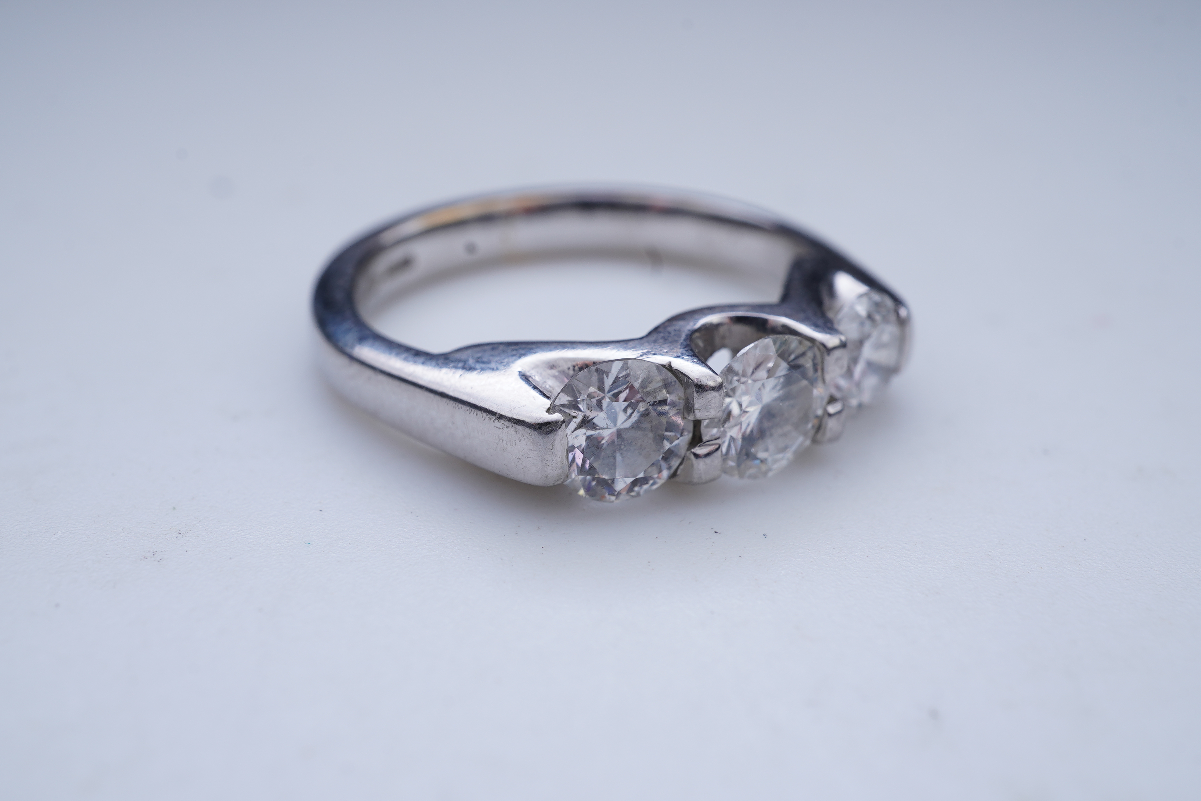A three-stone diamond ring